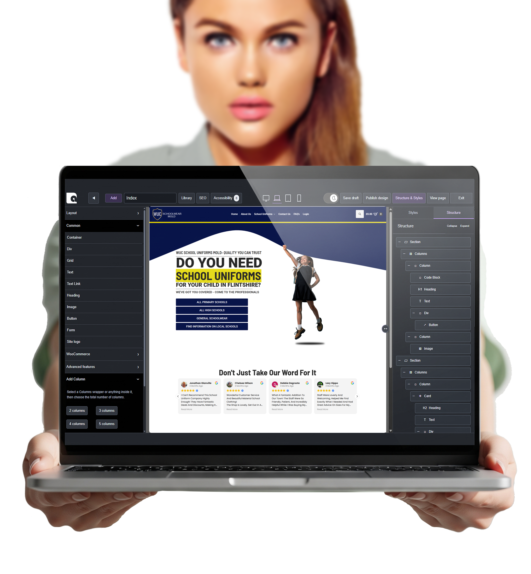 Lady holding a laptop